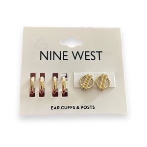 🌿 NINE WEST Earring Cuff & Earrings Gold NWT